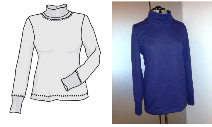 Lila polotröja, rak enkel skärning med breda muddar