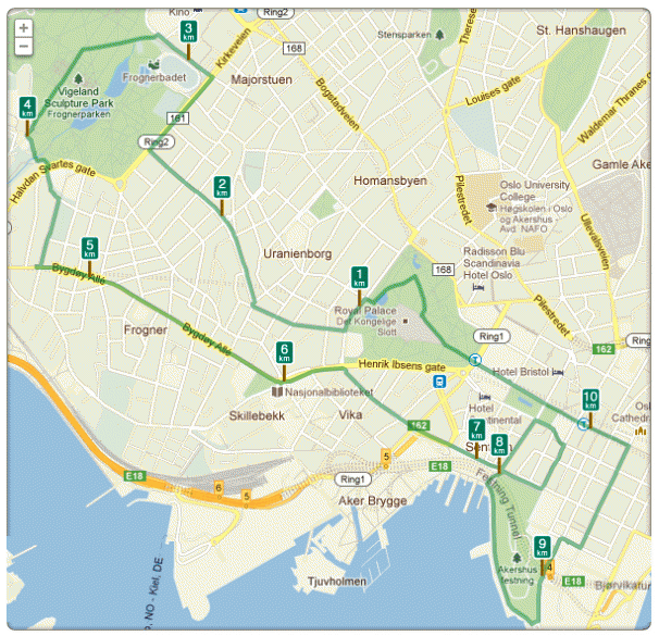 Sentrumsløpet, løypekart 2013