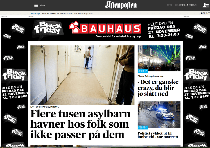 Aftenpostens framsida Black Friday